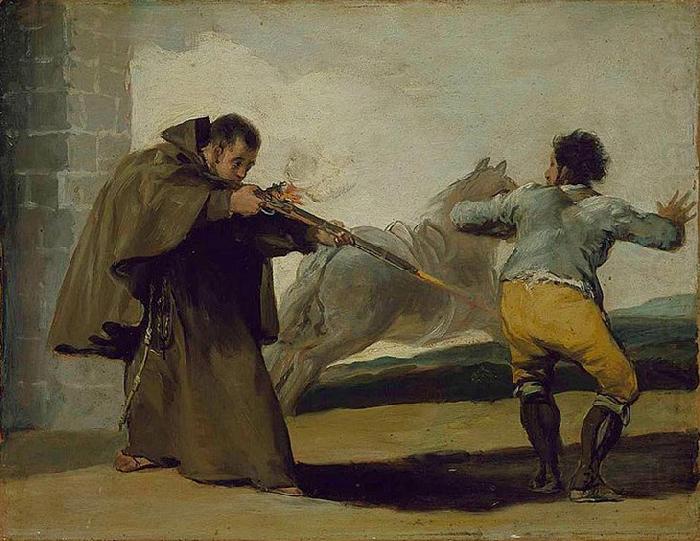 Francisco de Goya Friar Pedro Shoots El Maragato as His Horse Runs Off oil painting picture